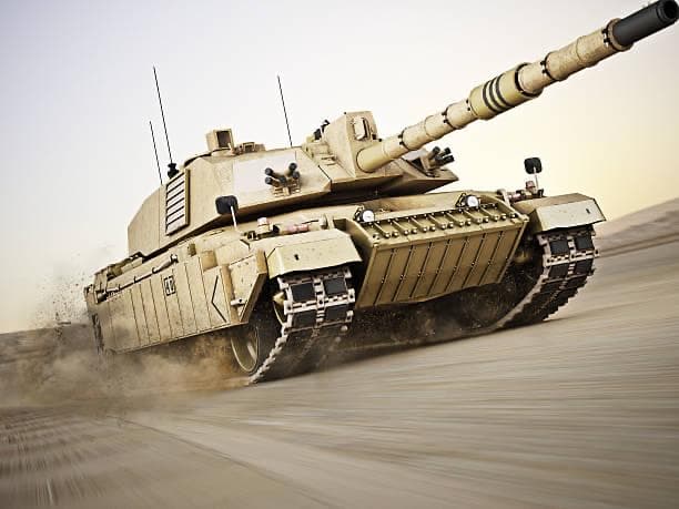 Armoured main battle tank on a range — defence sector engineering